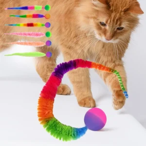 Cat Interactive Toys Caterpillar Elastic Ball Cat Toy Rainbow Worm Bouncing Ball Pet Supplies Puzzle Teasing Cat Interactive Toy
